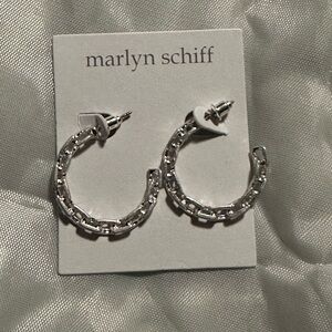 Marlyn Schiff Silver Chain-Link C-Shape Earrings